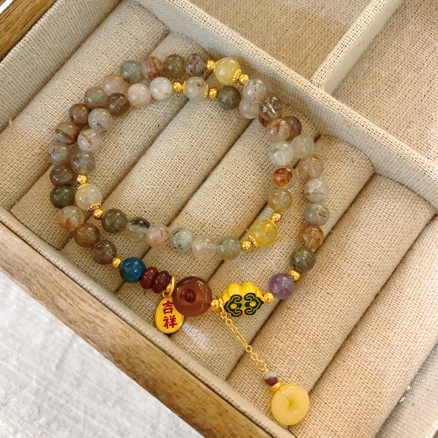 necklace  Ruyi gold silk jade beaded bracelet necklace women's new Chinese style