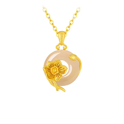 S925 sterling silver twelve flower god necklace, white jade marrow safety buckle pendant, versatile collarbone chain要