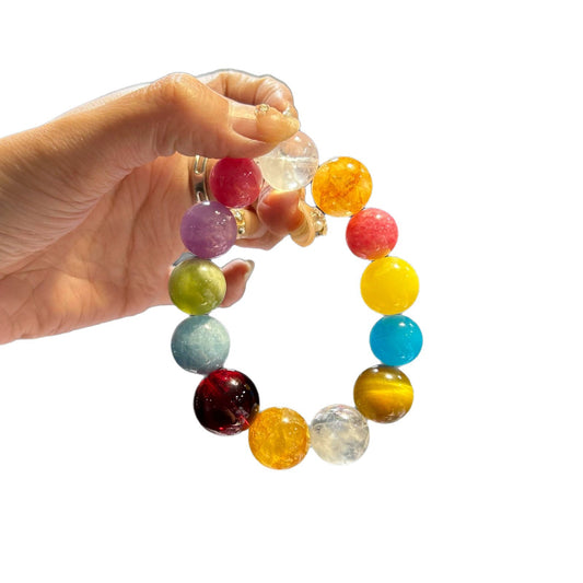 Duo Bao Crystal Bracelet Attracts Wealth, Peach Blossom, High end Sensation Handmade Decoration