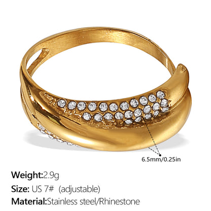 European and American Instagram influencer's multi-layer ring plated with 18K gold and inlaid with rhinestones, the ring will not fade