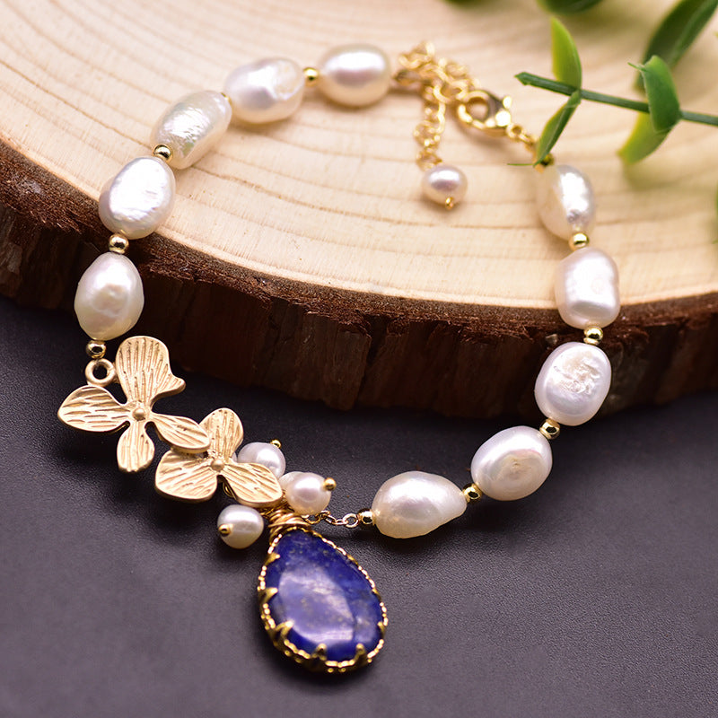 Baroque natural freshwater pearl bracelet, retro summer color retention bracelet, niche high-end handmade fashion accessory