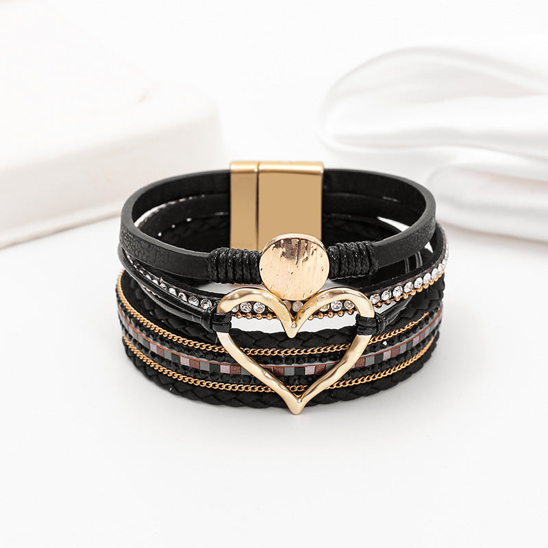 Hot selling Bohemian multi-layer leather bracelet hand woven women's bracelet