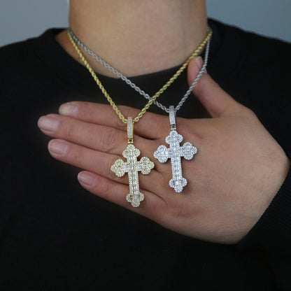 Hip Hop Cloud Cross Diamond Pendant, European and American Hip Hop Necklace, Trendy Pendant