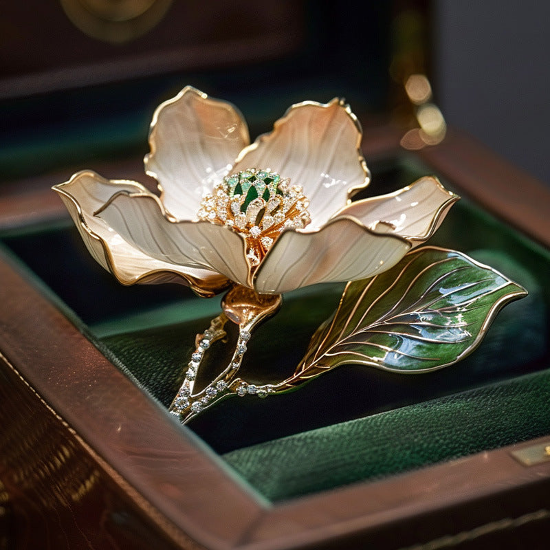 Jade orchid brooch cultural and creative gift chest flower