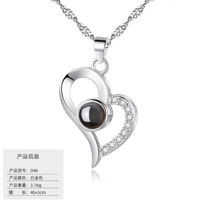 S925 Silver Love Projection Necklace Memory Necklace for Women