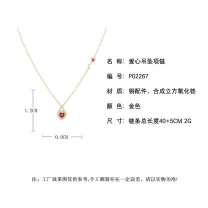 Fashionable and exquisite heart-shaped necklace, heart-shaped lock pendant, collarbone chain, popular zircon necklace
