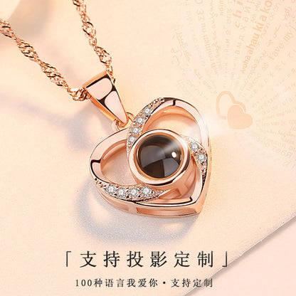 S925 Silver Love Projection Necklace Memory Necklace for Women