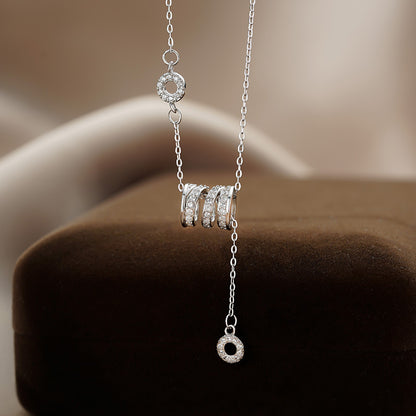 S999 silver studded diamond necklace, new high-end pendant, sweater chain, silver necklace