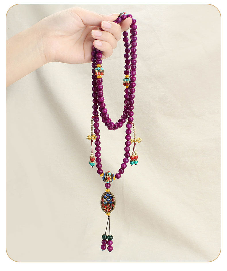 necklace  Long jade necklace for women Nepalese tassel crossbody chain ethnic style