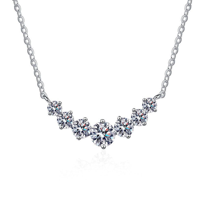 S925 pure silver pendant plated with pt950 minimalist style 1.7 carat D-color moissanite necklace