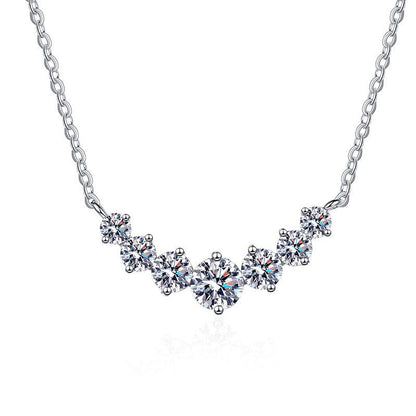 S925 pure silver pendant plated with pt950 minimalist style 1.7 carat D-color moissanite necklace