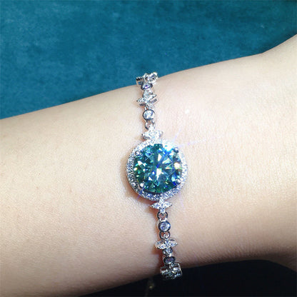 European and American luxury green moissanite four piece set ring+pendant+earring+bracelet=set of classic and fashionable accessories