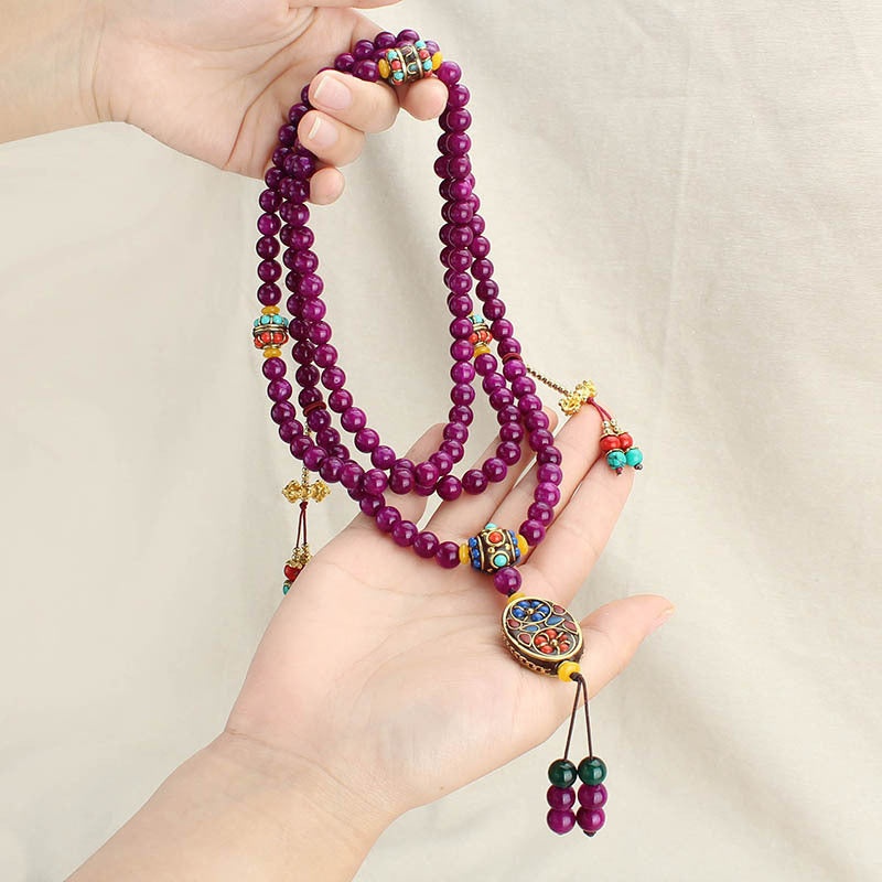 necklace  Long jade necklace for women Nepalese tassel crossbody chain ethnic style