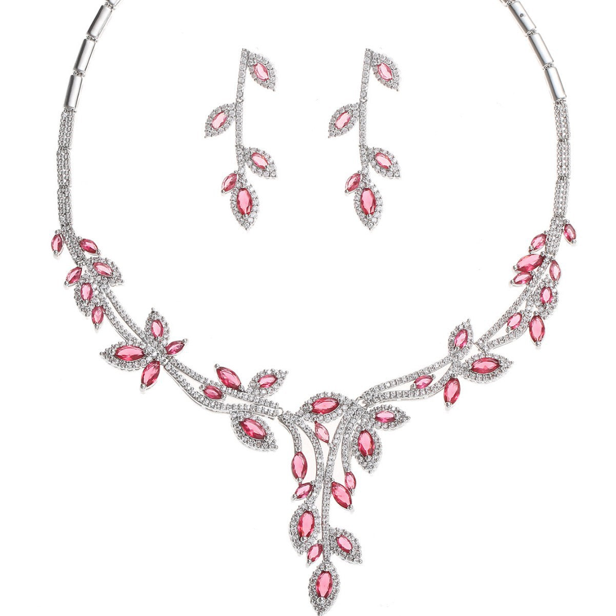 Zircon necklace earring set decorations