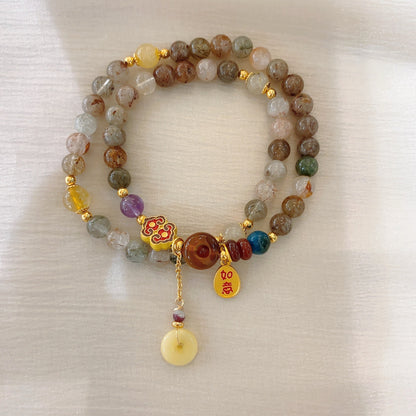 necklace  Ruyi gold silk jade beaded bracelet necklace women's new Chinese style