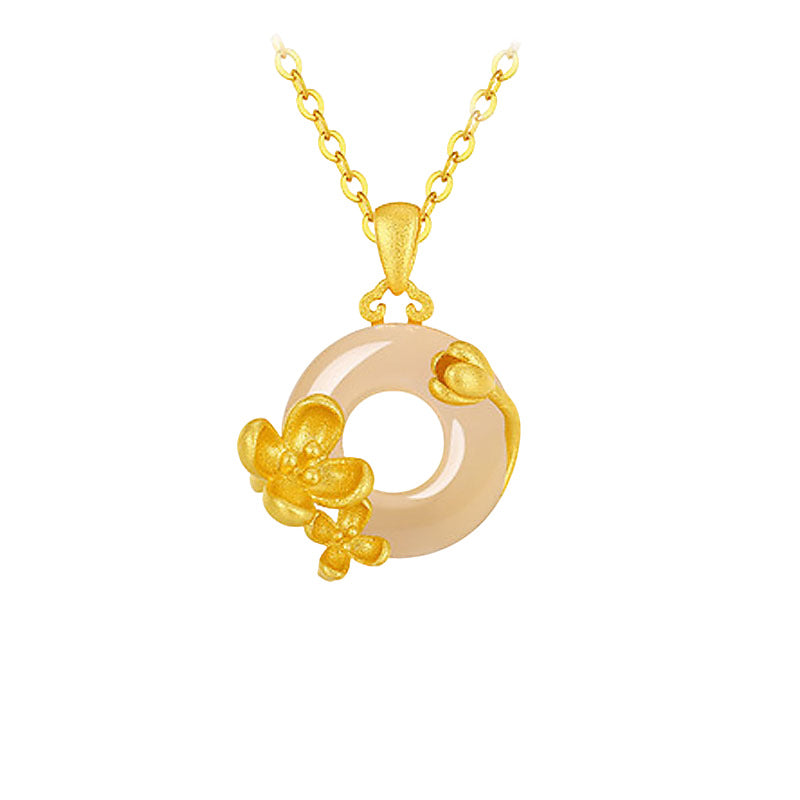 S925 sterling silver twelve flower god necklace, white jade marrow safety buckle pendant, versatile collarbone chain要