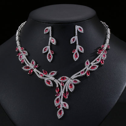 Zircon necklace earring set decorations