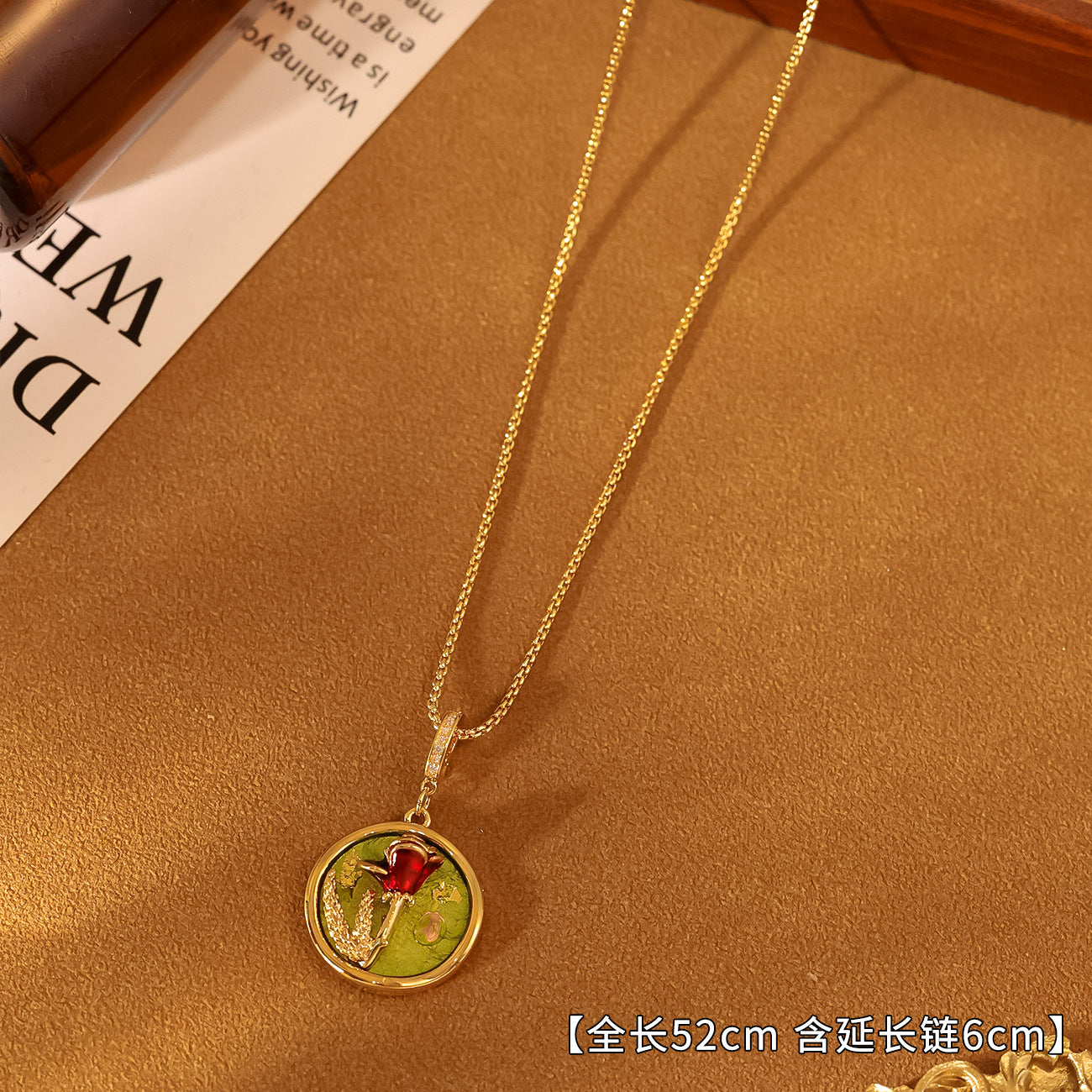 New Monet Garden Natural Pearl Oil Painting Necklace Light Luxury Retro Plated 18K Gold Clothing Chain