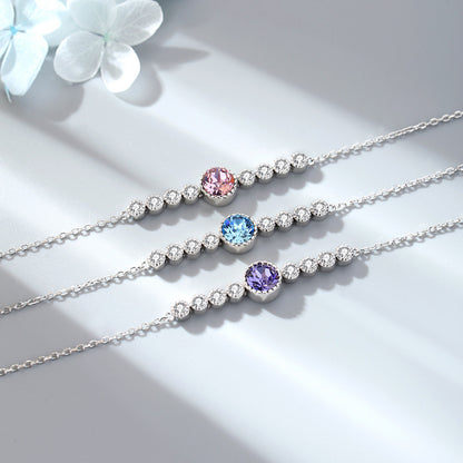 Ocean Heart Crystal Bracelet for Women S925 Pure Silver High End Jewelry, Niche Fashion Light Luxury Bracelet