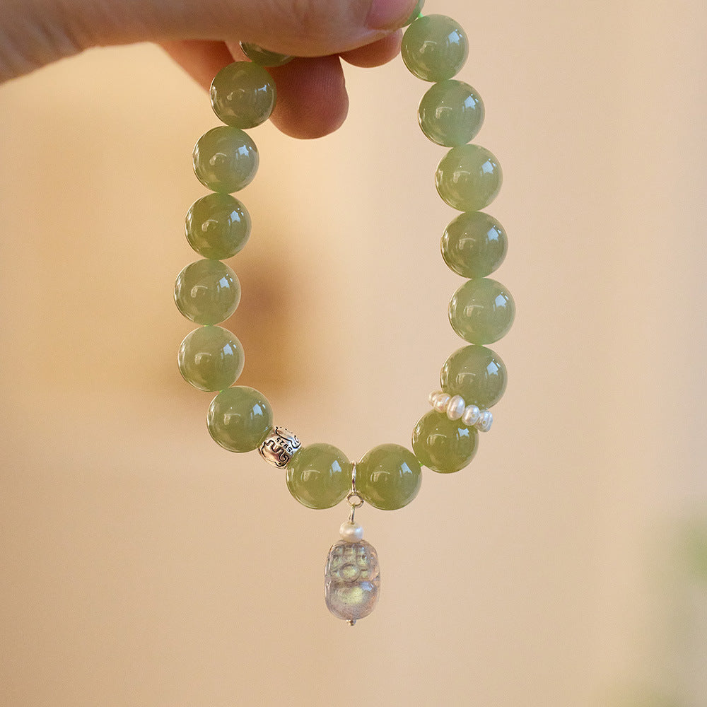 Bracelet  Hotan Jade Bracelet Women's S925 Silver Moonstone Pixiu Bracelet