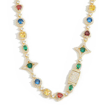 Popular hip-hop colorful gem necklace for women jewelry collarbone chain