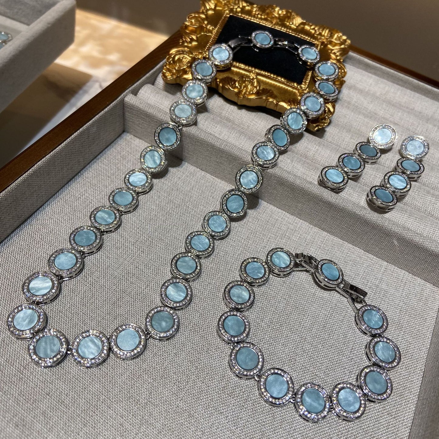 Blue Shell Necklace Bracelet Earrings Fashion Accessories