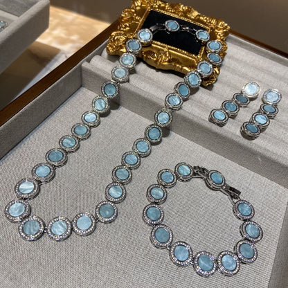 Blue Shell Necklace Bracelet Earrings Fashion Accessories