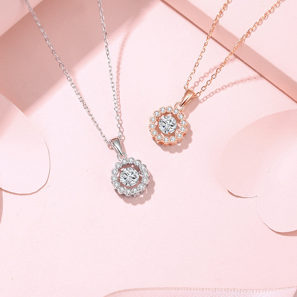 New S925 pure silver minimalist forest style sunflower necklace, niche pendant, agile collarbone chain