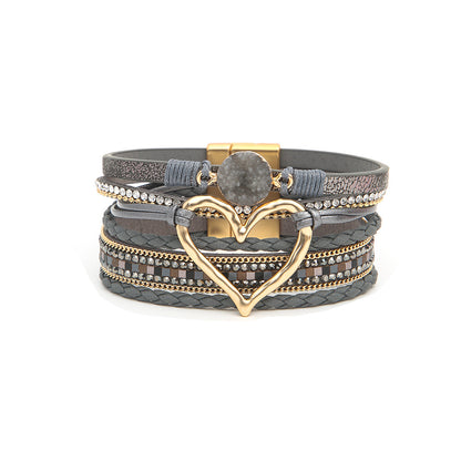 Hot selling Bohemian multi-layer leather bracelet hand woven women's bracelet