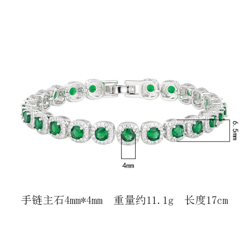Jewelry European and American Retro Simulation Corundum Full Diamond Bracelet Handmade Main Stone 4mm