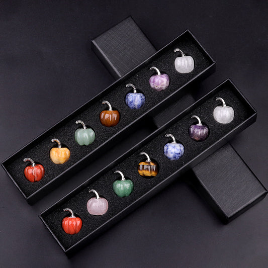 7-pack 30mm mini pumpkin half gemstone head, grateful for Halloween creative decoration