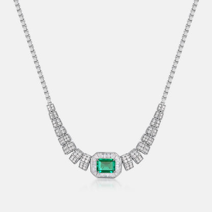 New cultivated emerald evening dress chain pendant S925 silver inlaid cultivated colorful treasure necklace