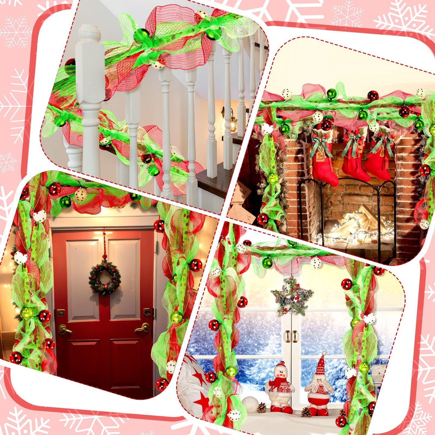 Amazon popular mesh rattan 274CM gold red green ribbon bead string Christmas decoration Christmas rattan