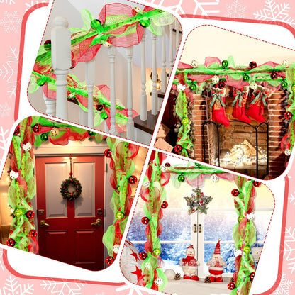 Amazon popular mesh rattan 274CM gold red green ribbon bead string Christmas decoration Christmas rattan