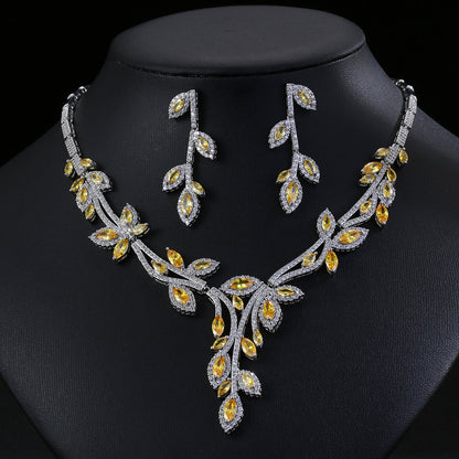 Zircon necklace earring set decorations