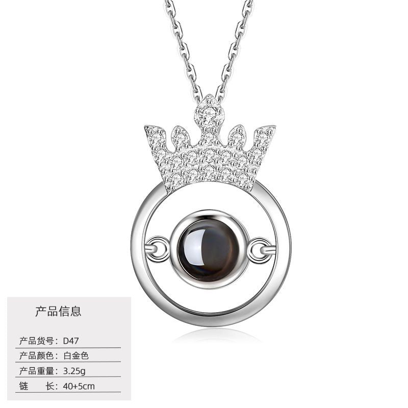 S925 Silver Love Projection Necklace Memory Necklace for Women
