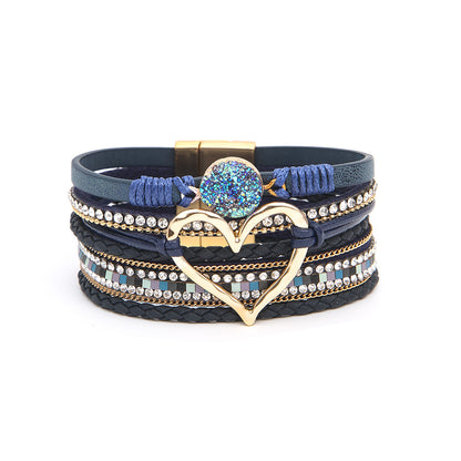 Hot selling Bohemian multi-layer leather bracelet hand woven women's bracelet
