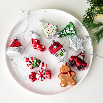 New Christmas Decoration Santa Claus Snowman Decoration Christmas Tree Pendant Creative Glass Painted Small Pendant