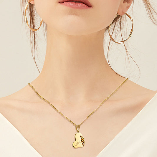 Valentine's Day Love Accessories LOVE Simple Stainless Steel Pendant 18 Gold Titanium Steel Necklace