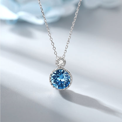 Classic Ocean Heart Necklace Women's Jewelry S925 Silver Crystal Pendant Clavicle Chain