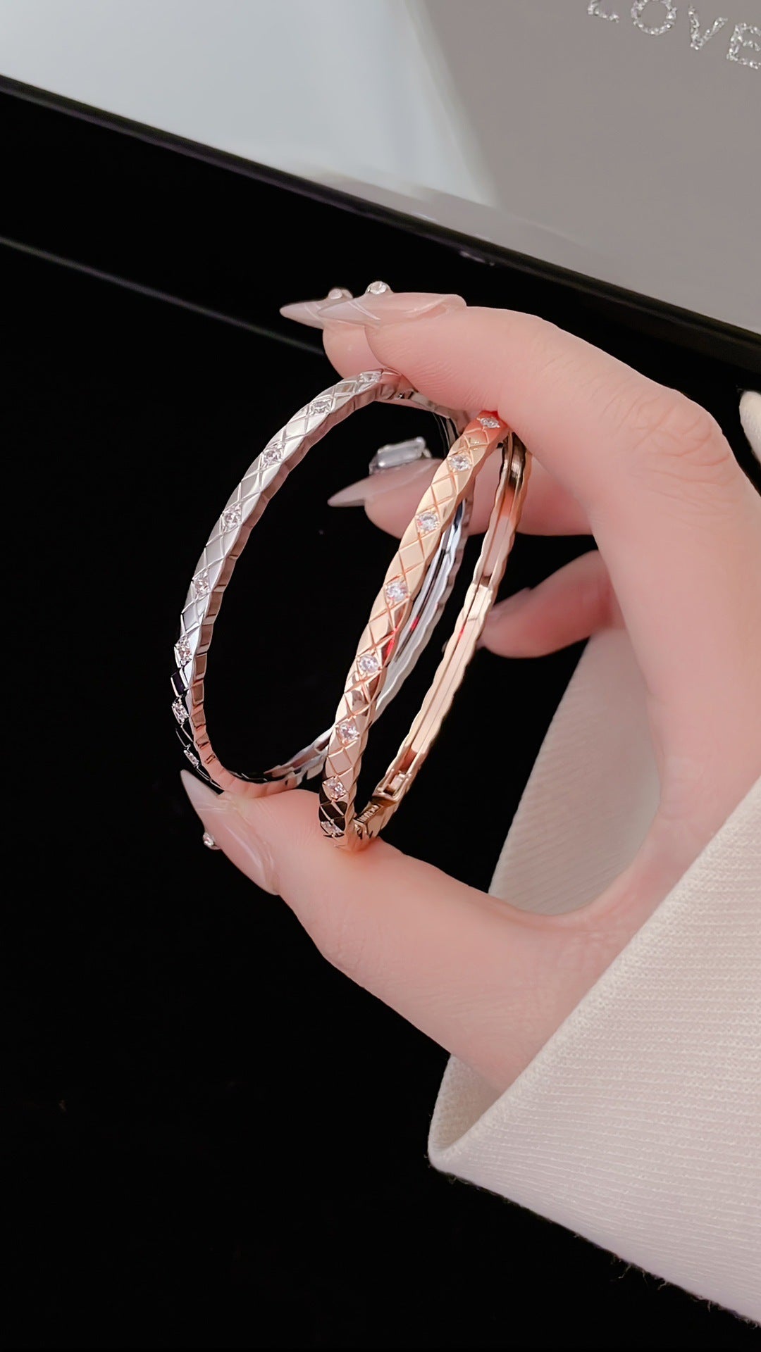 Coco diamond studded bracelet, high version, narrow version, wide version, CNC precision rose gold bracelet
