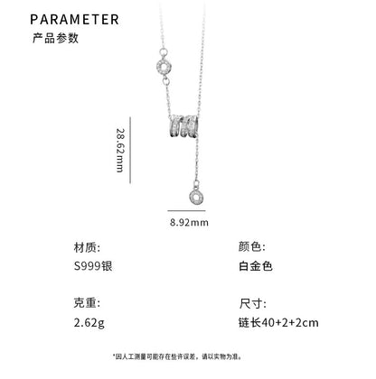 S999 silver studded diamond necklace, new high-end pendant, sweater chain, silver necklace