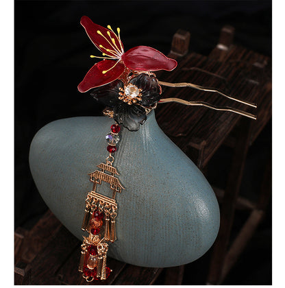 Bridal headwear, Xiuhe clothing, hair accessories, gold red glazed hairpins, fashionable accessories