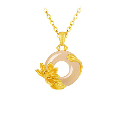 S925 sterling silver twelve flower god necklace, white jade marrow safety buckle pendant, versatile collarbone chain要