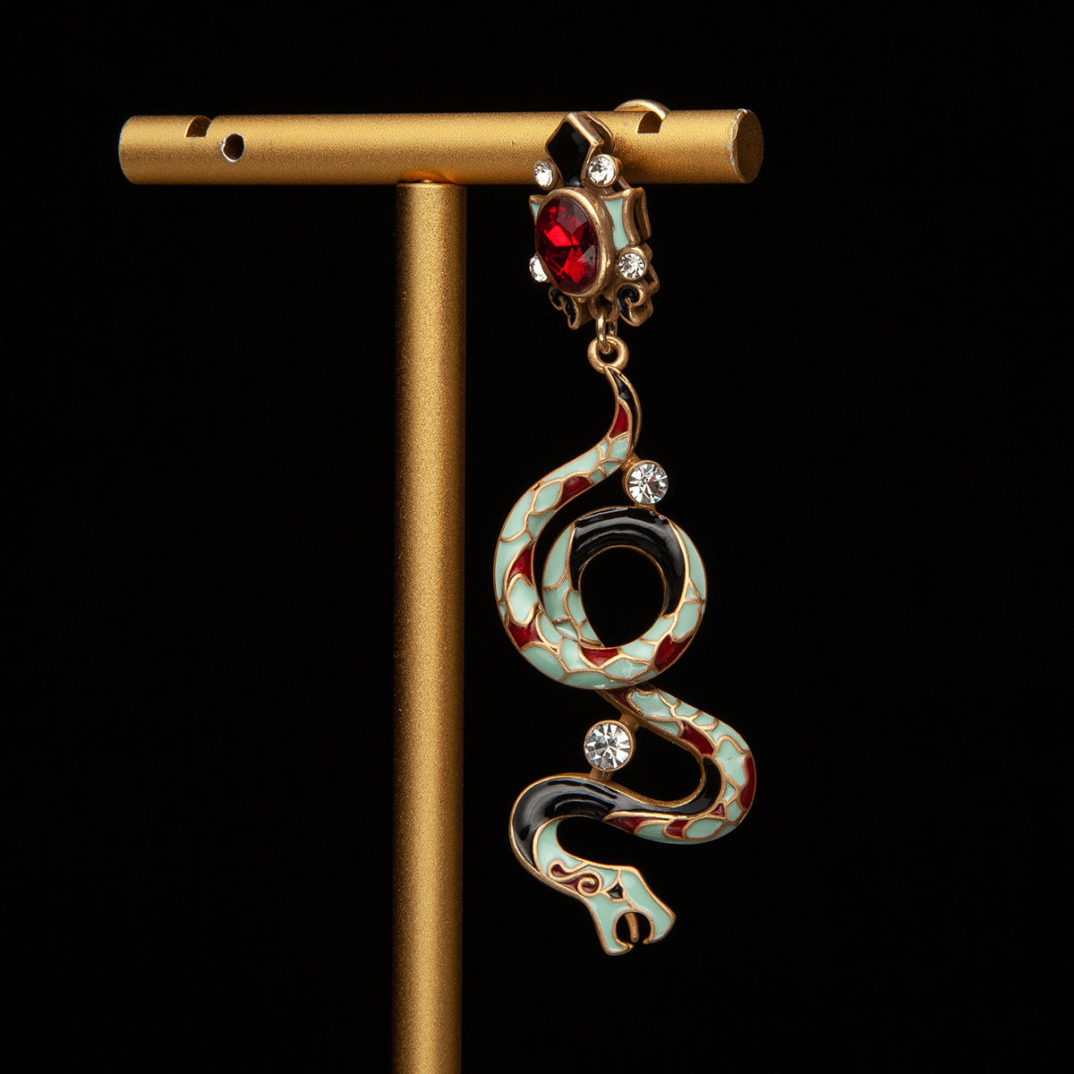 High sense of European and American style white snake-shaped earrings