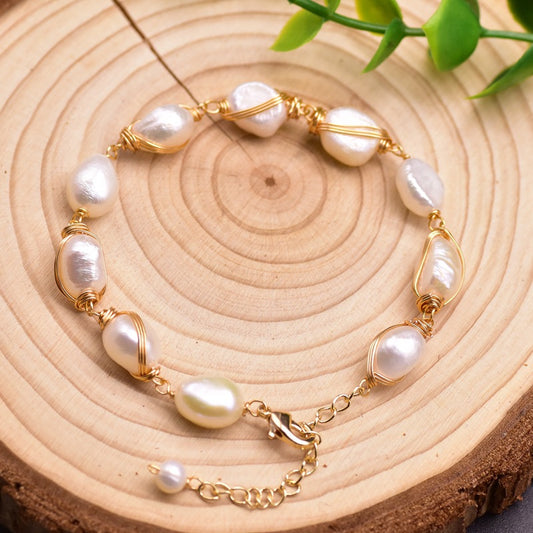 Baroque natural freshwater pearl bracelet, retro summer color retention bracelet, niche high-end handmade fashion accessory
