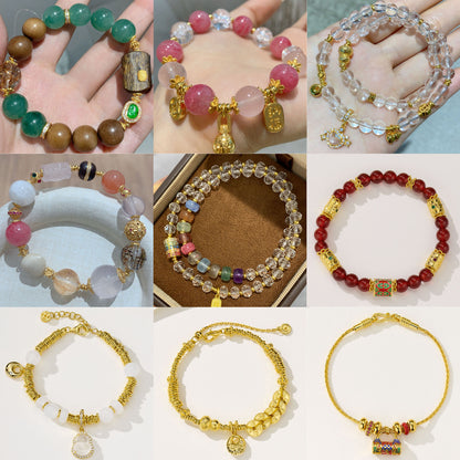 S925 silver gold-plated sandalwood bead string jewelry