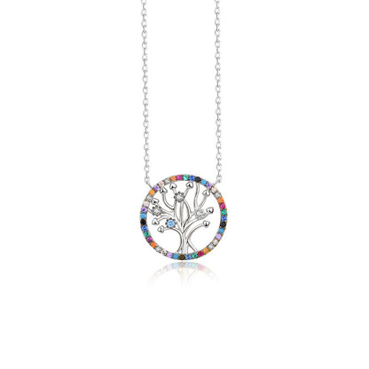 Yuanfan 925 pure silver colored zircon life tree necklace collarbone chain Amazon, independent cross-border source