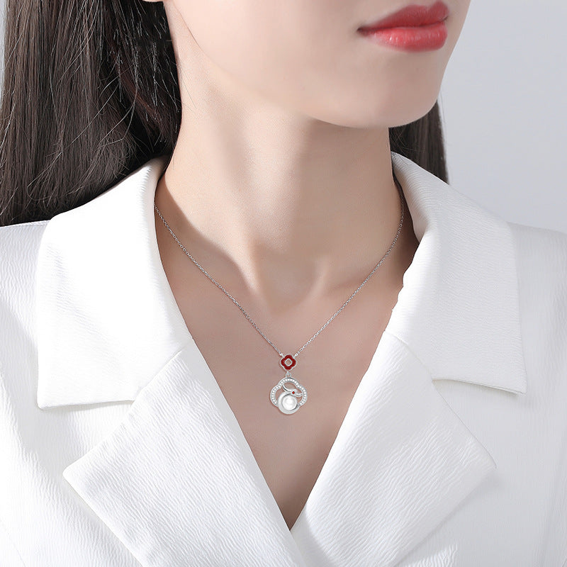 Pearl necklace S925 silver symbolism: Good luck, auspicious dragon, collarbone chain, hot selling accessory