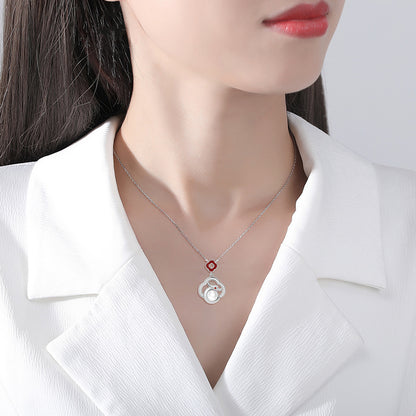 Pearl necklace S925 silver symbolism: Good luck, auspicious dragon, collarbone chain, hot selling accessory